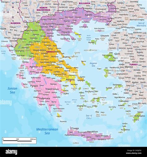 Detailed political map of Greece Stock Vector Image & Art - Alamy