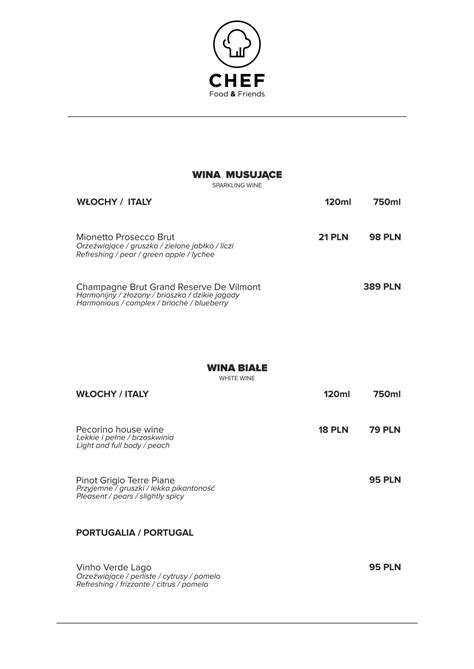 Menu at CHEF food&friends pub & bar, Gdańsk