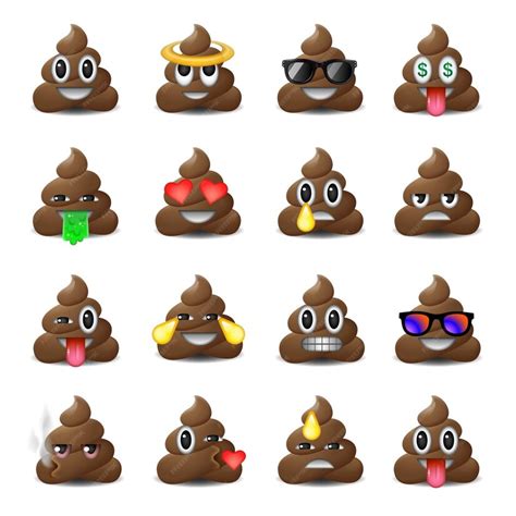 Ensemble d'icônes de merde visages souriants émoticônes emoji ...
