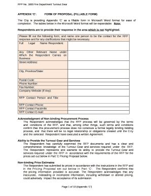 APPENDIX C: OF PROPOSAL ( ) Doc Template | pdfFiller