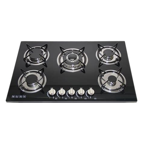 Commercial/Home Top Cooktop Gas Stove 5 Burner Easy Clean Black ...