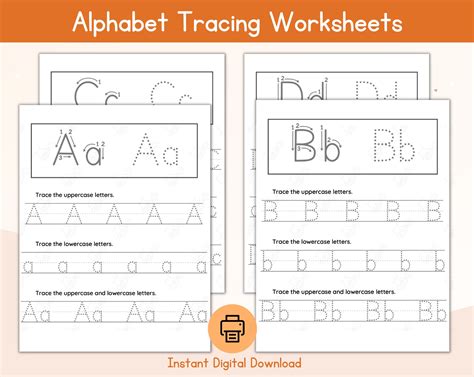 Alphabet Tracing Worksheets A-Z / ABC Tracing Workbook /handwriting ...