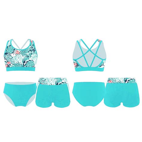 Alvivi Kids Girls 3 Piece Swimsuits Floral Print Swimwear Crop Tops ...