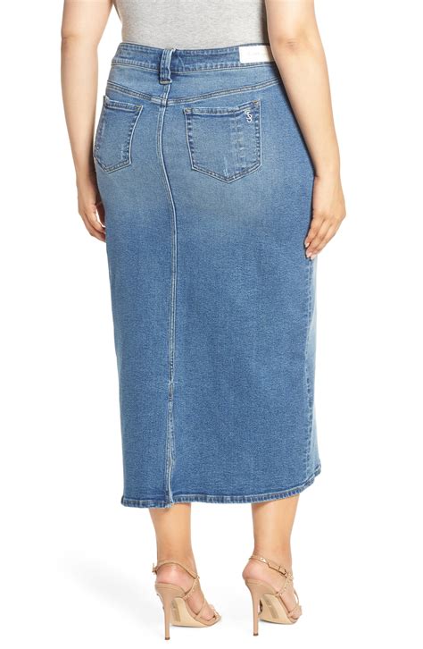 SLINK Jeans Long Denim Skirt (Plus Size) | Nordstrom in 2021 | Denim ...