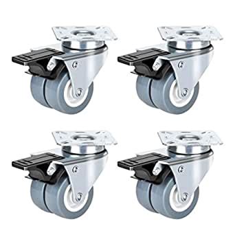 Queta 2 Inch Flat Plate Casters Wheels Double Castors Lockable Bearing ...