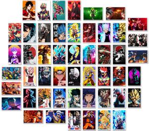 set of 50 mix anime wall poster for room wall décor poster of anime ...