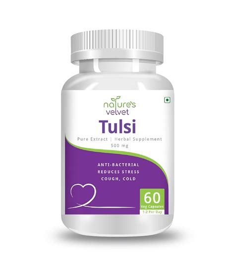 Natures Velvet Lifecare Tulsi/Tulasi/Basil Pure Extract 500 mg, 60 ...