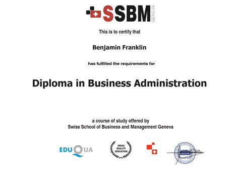 Diploma in Business Administration - Swiss School of Business and Management Geneva