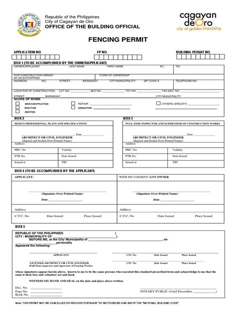 Image result for Fence Permit Example