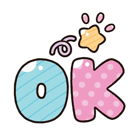 Cute word 'OK' Cartoon style, Vector illustration. 25894563 Vector Art ...
