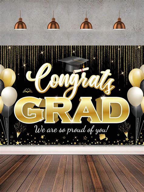 2024 Czarny I Złoto Ukończenie szkoły Impreza Dekoracje , Gratulacje ...