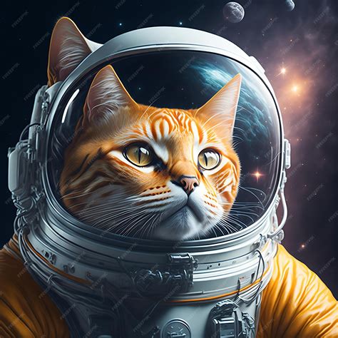 Premium AI Image | Portrait of astronaut realistic cat in space surreal ...