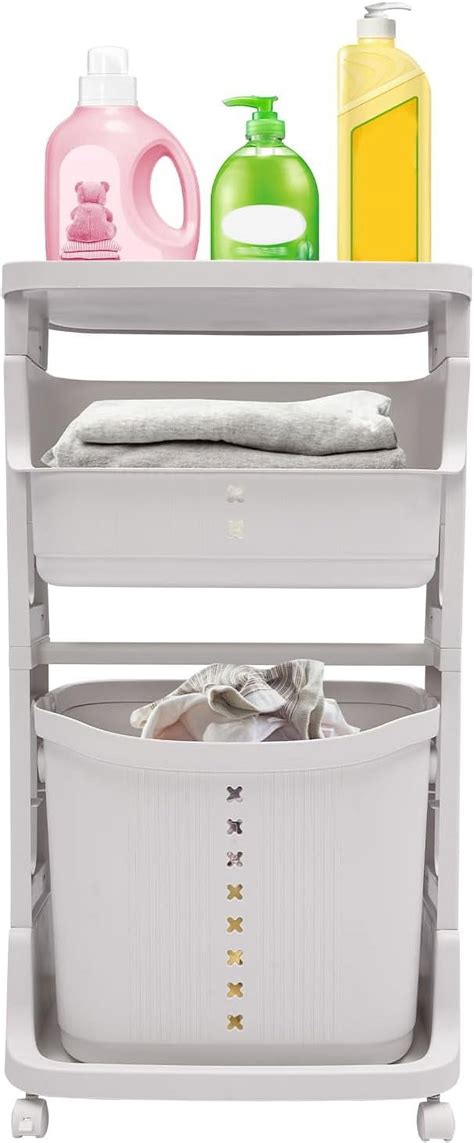 Laundry Basket Hampers,3-Layer Stackable Laundry Basket System Rolling ...