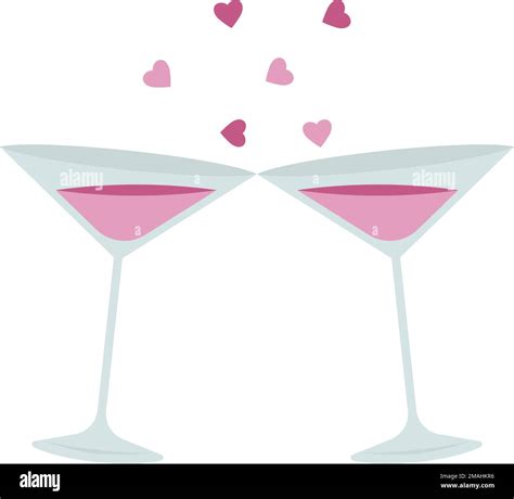 Valentine's day cocktail glass with hearts. Festive design element for ...