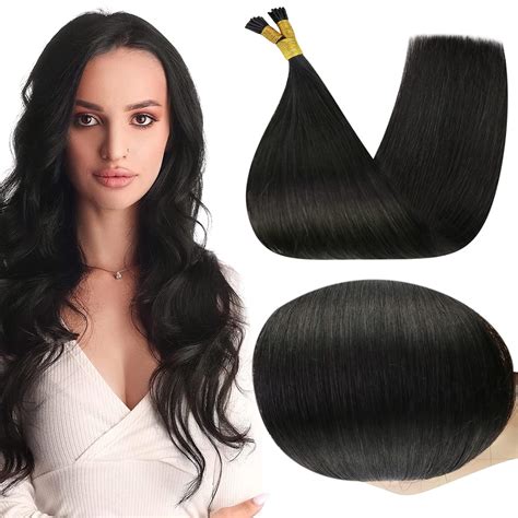 Amazon.com : Full Shine Itip Human Hair Extensions Black Itip Hair ...