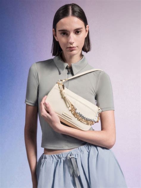Cream Addison Knotted-Rope Shoulder Bag - CHARLES & KEITH IN