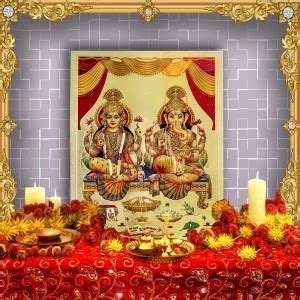 HAWAI Gold-Plated Lakshmi Ganesha JI Photo (NO FRAME INCLUDE) Religious ...