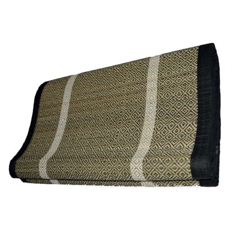 Beige and Black Handwoven Madurkathi Four-Fold Floor Mat — TVAMI
