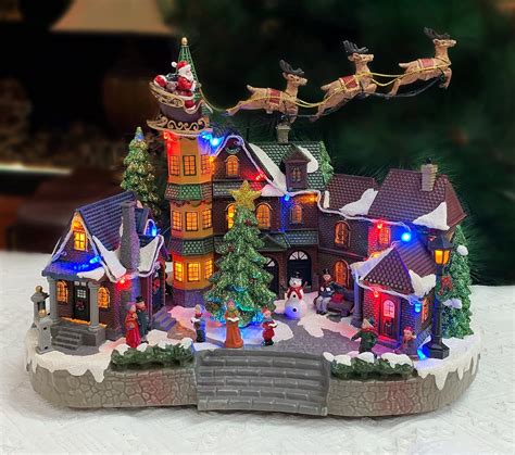 Christmas Village Centerpiece Decor, Santa Riding in Sleigh, with ...