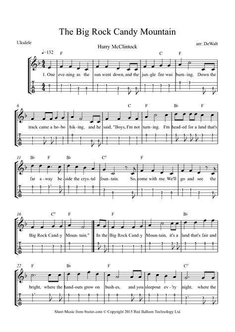 Harry McClintock - The Big Rock Candy Mountain Sheet music for Ukulele ...