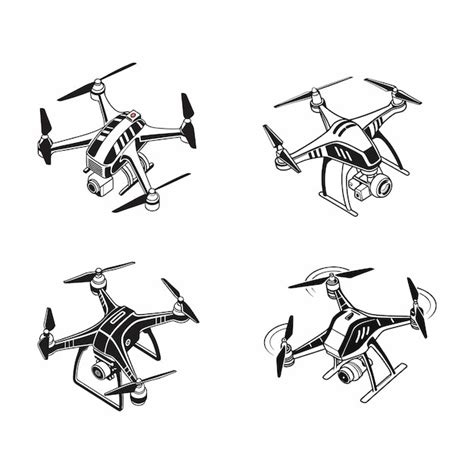 Drone icons four different drones in | Premium Vector