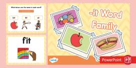 Word Families: -at Words PowerPoint for K-1st Grade