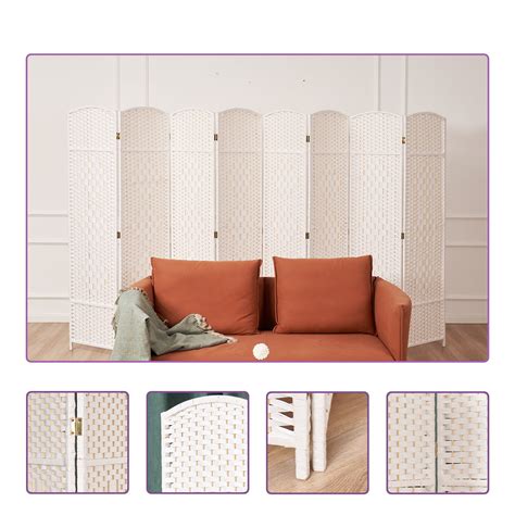 Buy Oriental Traditional Rattan Wood Handmade Room Divider Screen, 8 ...