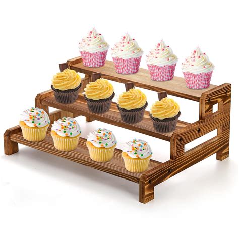 Hiceeden 3 Tier Wooden Cupcake Stand Dessert Display Riser, Vintage ...
