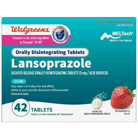 Walgreens Lansoprazole Delayed Release Orally Disintegrating Tablets 15 ...