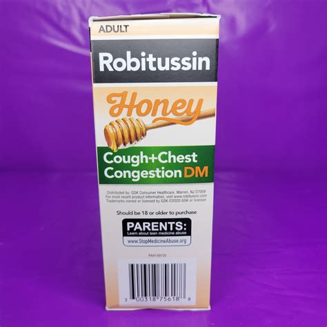 Buy Robitussin Honey Adult Cough Syrup Chest Congestion DM Max Exp 11/ ...