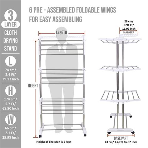 LivingBasics® Heavy Duty Rust-free Double Pole Clothes Drying Racks wi ...