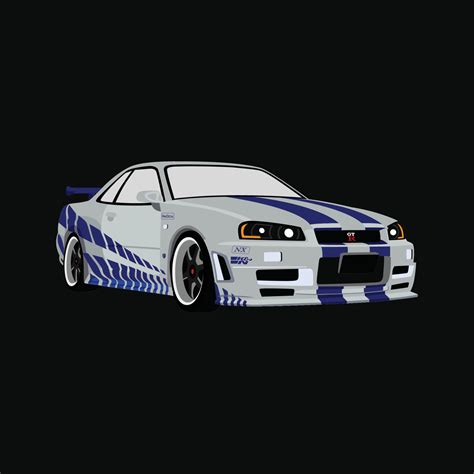Nissan Skyline R34 Vector Art, Icons, and Graphics for Free Download
