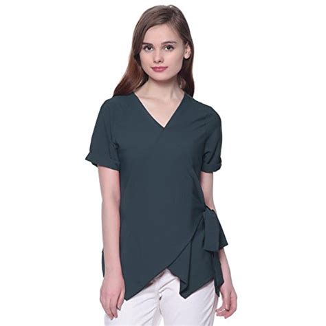 Uptownie Lite Women The Evening Wrap Front Regular Fit Top Grey, XS ...