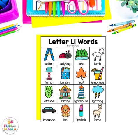 L Words For Kids Learn To Trace Letter L. Study English Words.