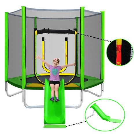 7ft Trampoline for Kids, Trampoline with Safety Enclosure Net, Outdoor ...