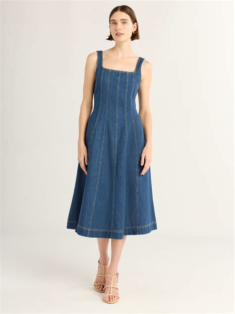 Free Assembly women's Sleeveless Denim Dress - Midi Length - Walmart.com