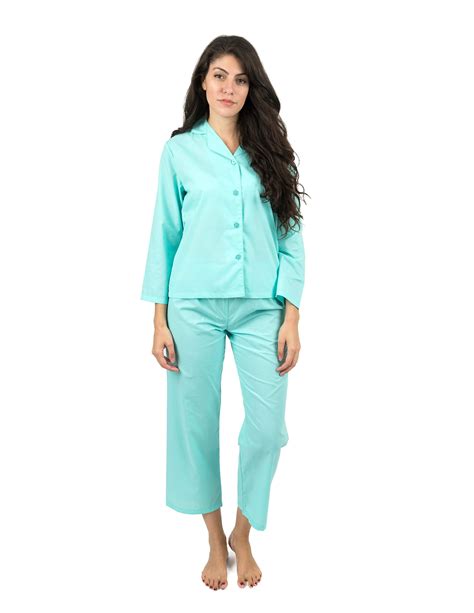 Leveret Womens Pajamas Poly Cotton 2 Piece Christmas Pajama Set Size X-Small-XX-Large) (Aqua ...