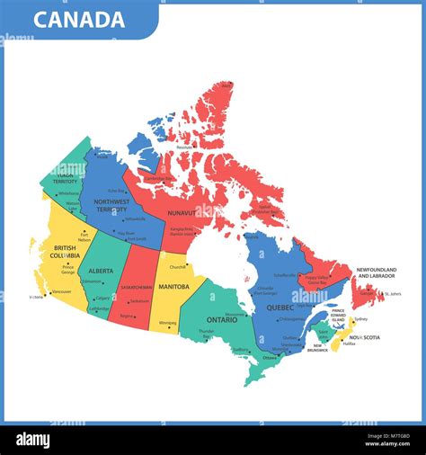 The detailed map of the Canada with regions or states and cities, capitals Stock Vector Image ...