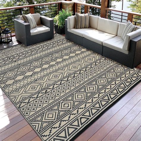 Garvee 9'x12' Plastic Outdoor Rugs, Bohemia Waterproof Straw Rug ...