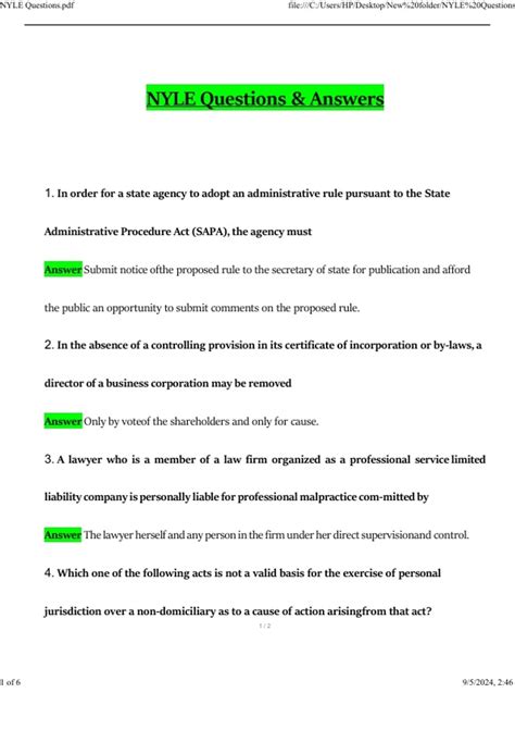 NYLE Exam 2025 Updated Questions and Verified Answers, 100% Guarantee ...