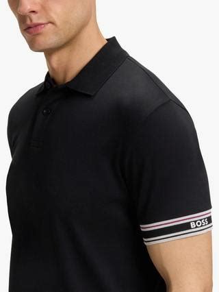 BOSS Cotton Short Sleeve Polo Shirt, Black