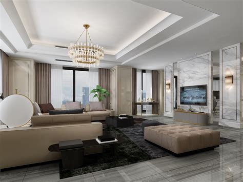 【图】上海怡园大平层装修效果图现代风格140平米_欧坊国际设计