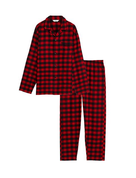 Buy Brushed Cotton Checked Pyjama Set at Marks & Spencer