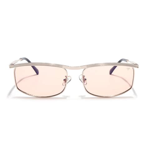 Rectangle Sunglasses for Men & Women (Light Pink Lens | Golden Frame
