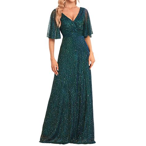 PEASKJP Womens Formal Dress Women's Summer Wrap Maxi Dress Formal Boho ...