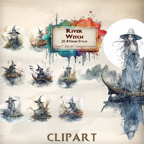 Buy River Witch Clipart Watercolor Clipart Bundle Vintage Wicca Online ...