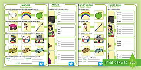 Lembaran Kerja Deria Manusia (Dwibahasa)