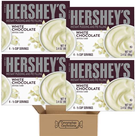 Hershey's White Chocolate Instant Pudding and Pie Filling 4 Box Bundle ...