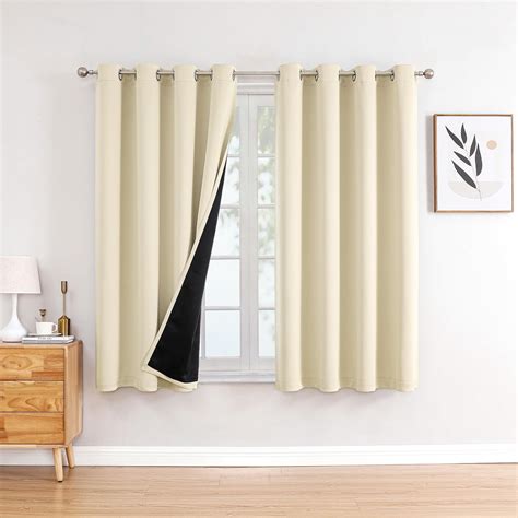 Amazon.com: ChrisDowa 100% Blackout Curtains 63 inch Long for Bedroom ...