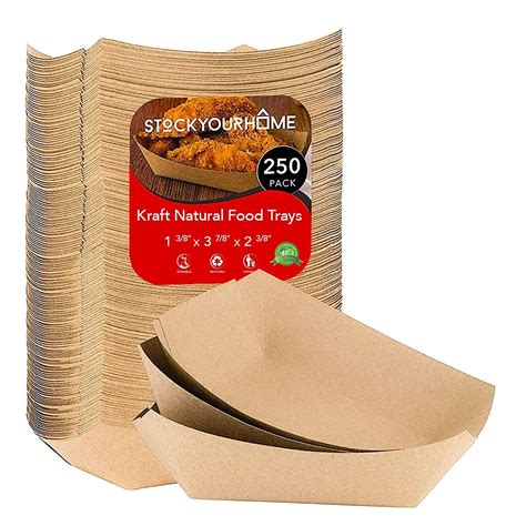 Paper Food Boats, 250 Pack, Disposable Brown Tray 1 Lb - Eco Friendly ...